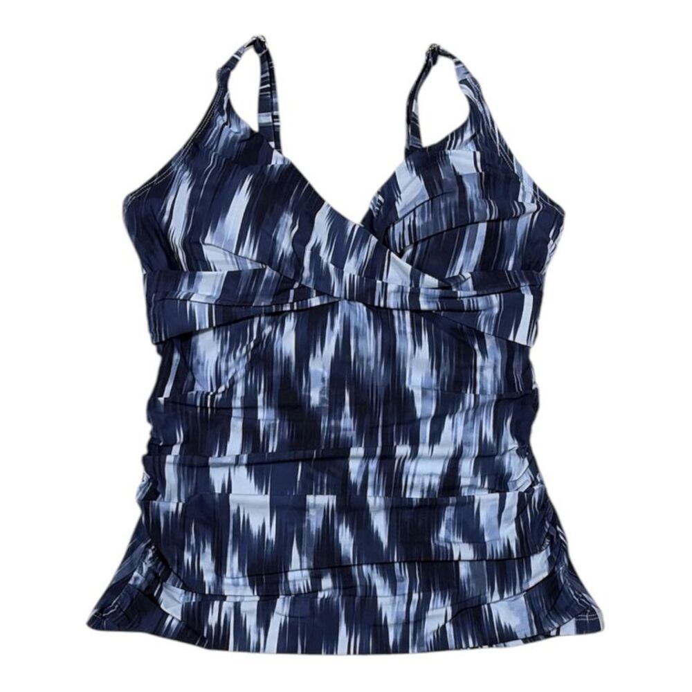 Anne Cole Women's Limited Edition UPF 50 Tankini Top (Navy Print, XL)